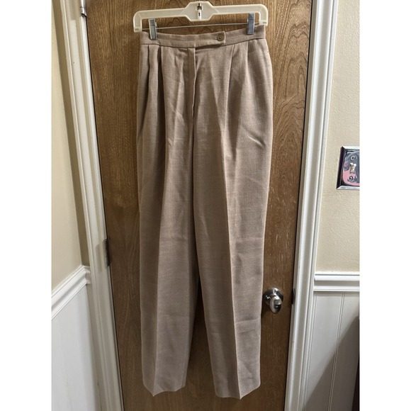 Vintage JH Collectibles Linen Blend Pleated Pants High Waisted Khaki/Beige 26" - Picture 1 of 9